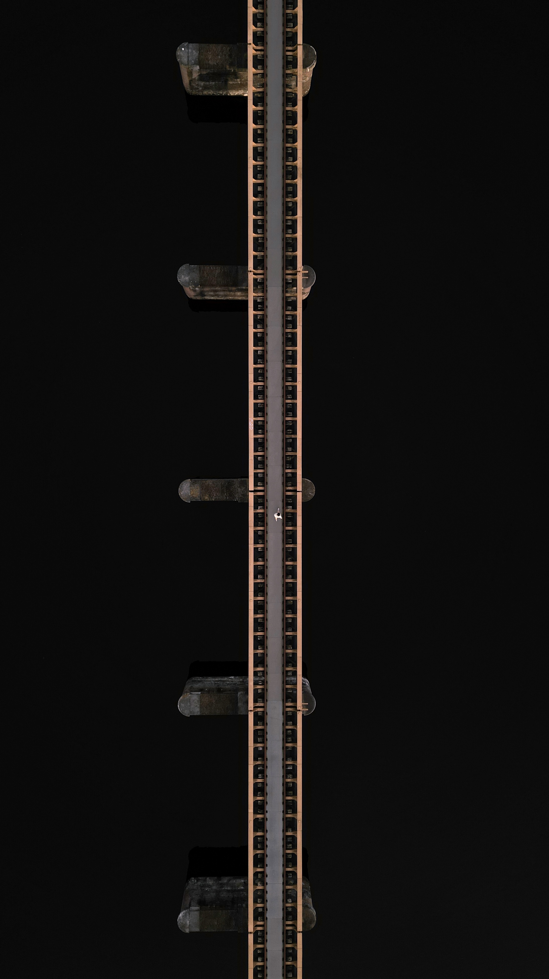 Aerial view of railway bridge