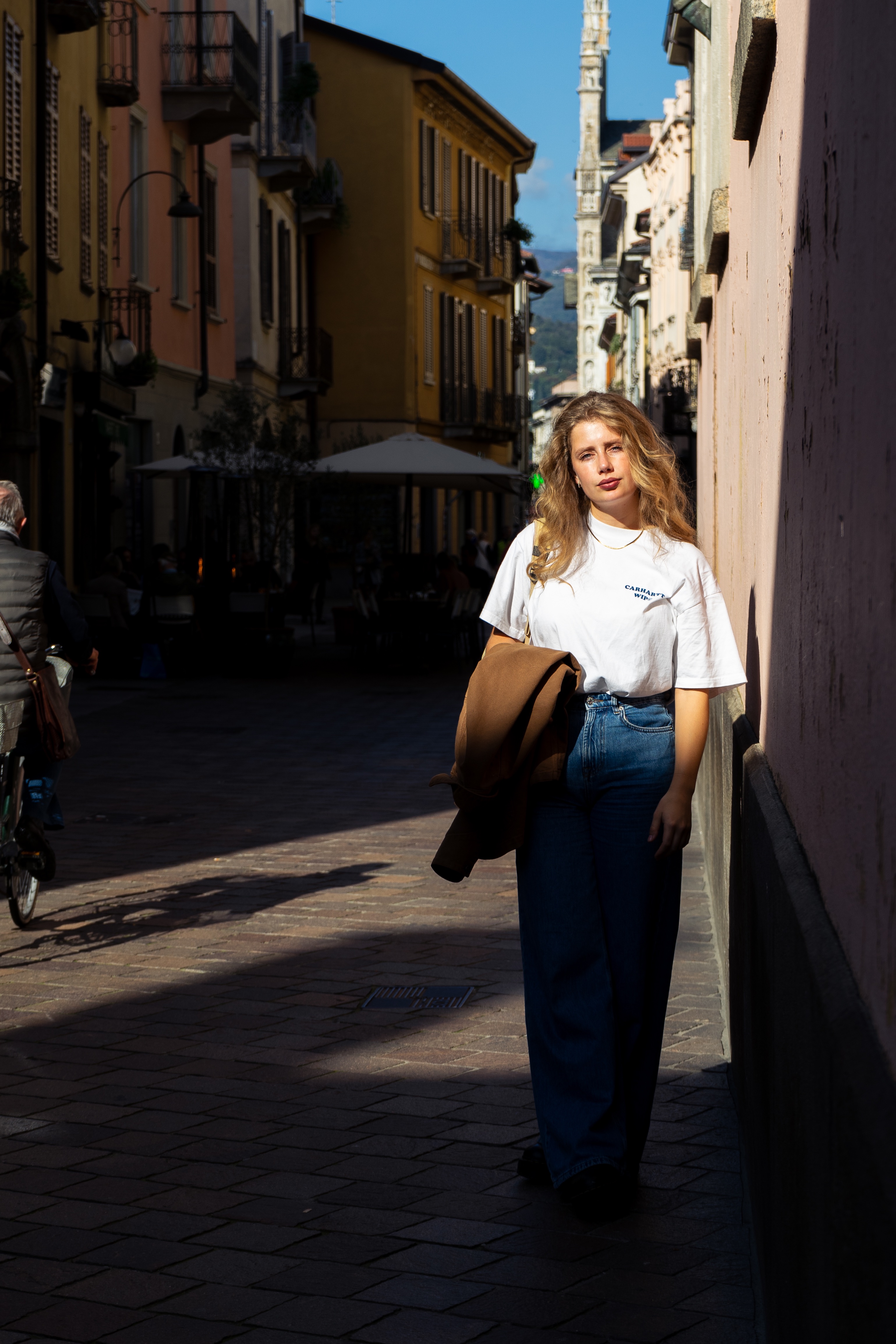 Portrait of woman on European street