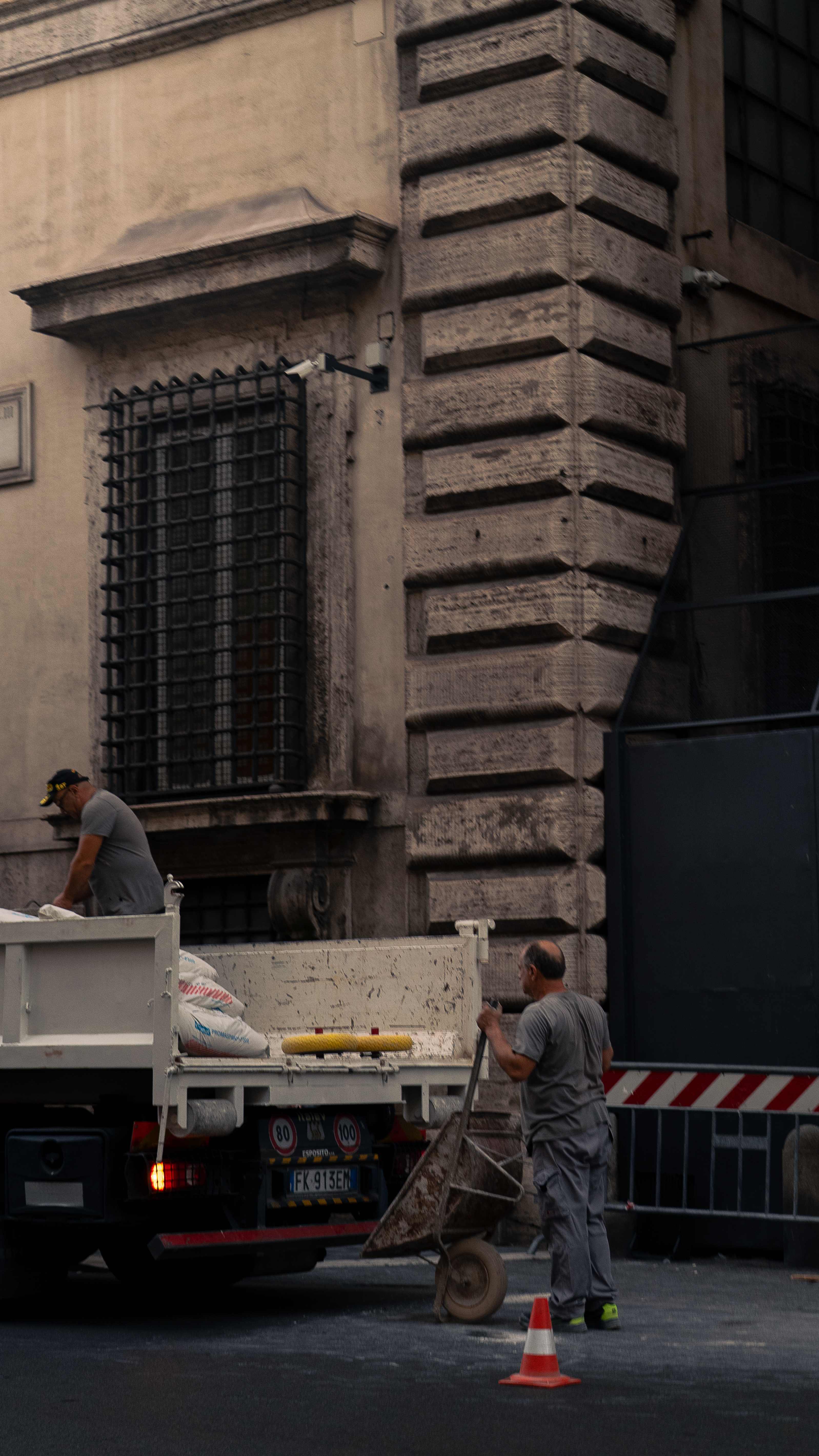 Construction workers street scene